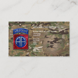 82e Carte de visite Camo personnalisable aéroporté