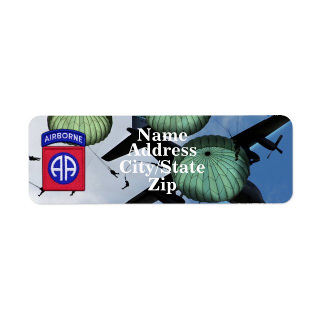 82e étiquette de adresse de la division aéroportée (Devant)