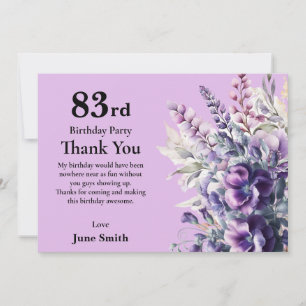 83e anniversaire Elégant carte de remerciements de