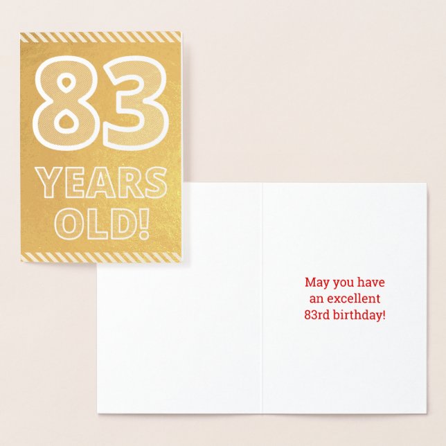 83ème anniversaire : Bold "83 ans !" Carte Gold Fo (Affichage)