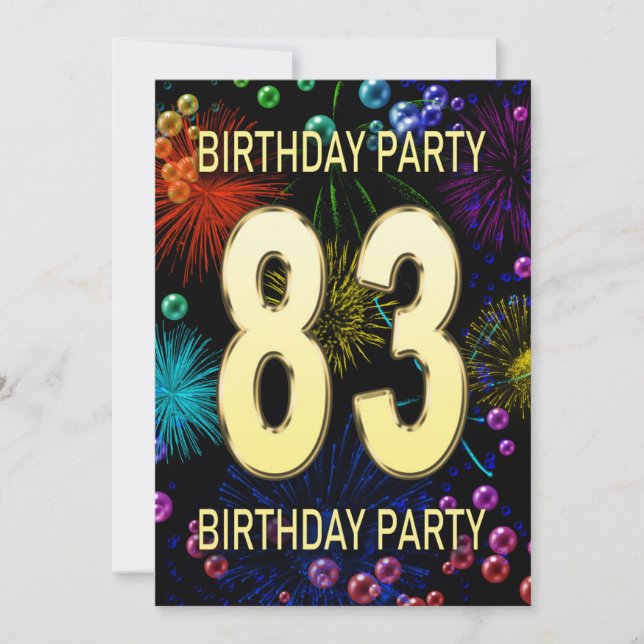 83ème anniversaire fêtards Invitation feux d'artif (Devant)