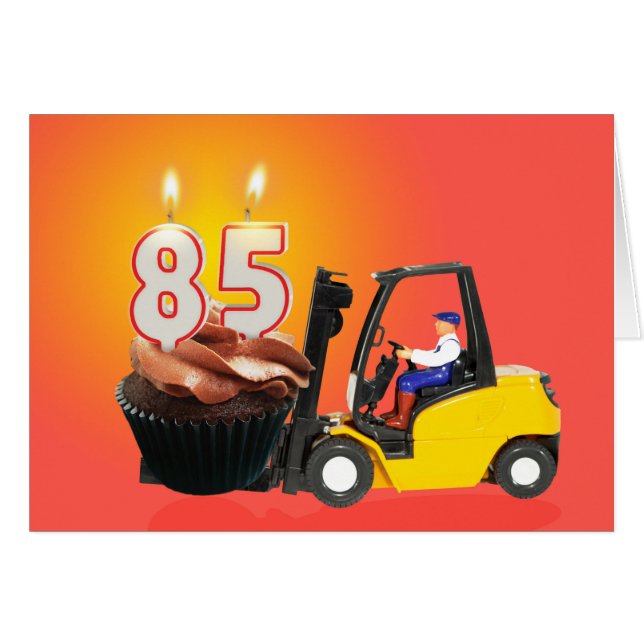 85e anniversaire avec Cupcake, bougies et chariot  (Devant horizontal)