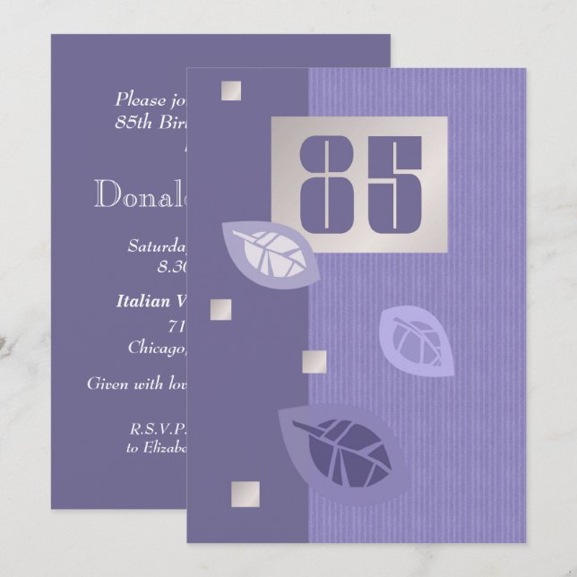 85e anniversaire Fête Invitations personnalisées (Devant / Derrière)