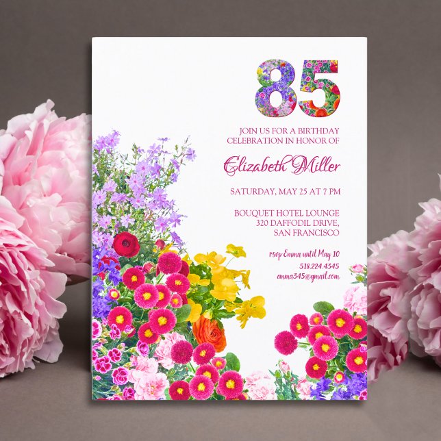 85e anniversaire Floral Modern - invitation 85 ans (Créateur téléchargé)