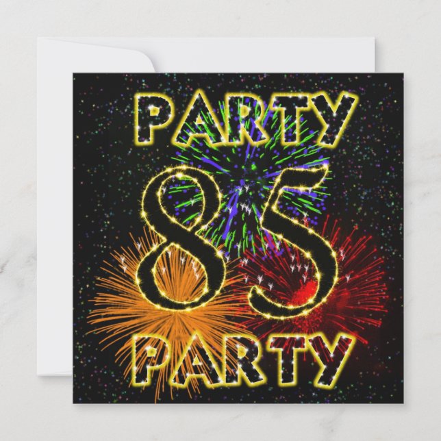85e anniversaire invitation avec feu d'artifice (Devant)
