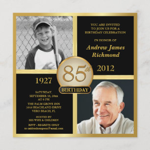 85e anniversaire Invitations puis et maintenant Ph