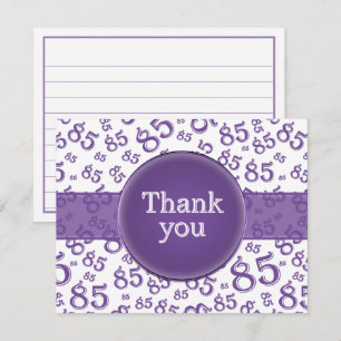 85e Remerciement : motif numérique violet/blanc
