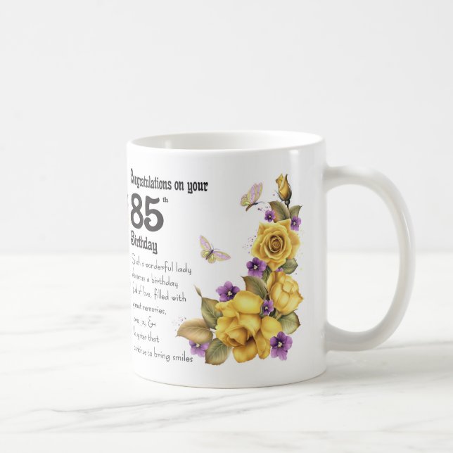 85th Rose jaune d'anniversaire et tasse de cadeau (Droite)