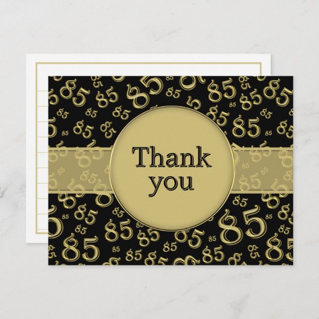 85th Thank You: Black/Gold Number Pattern (Devant / Derrière)