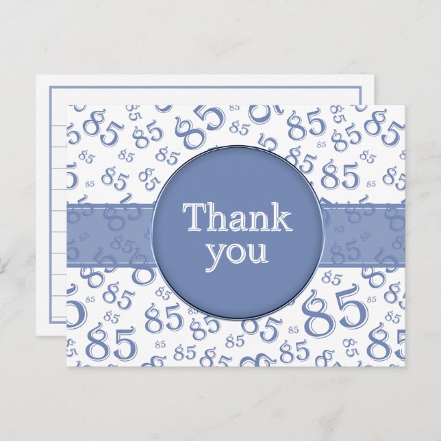 85th Thank You: Blue/White Number Pattern (Devant / Derrière)