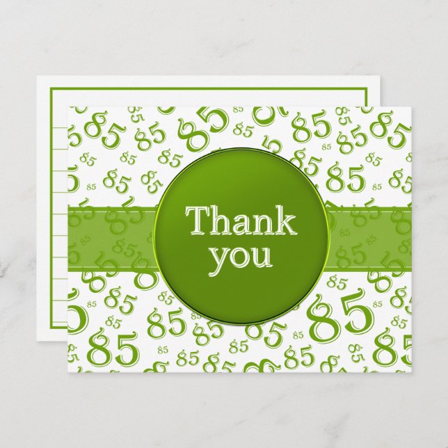 85th Thank You: Green/White Number Pattern (Devant / Derrière)
