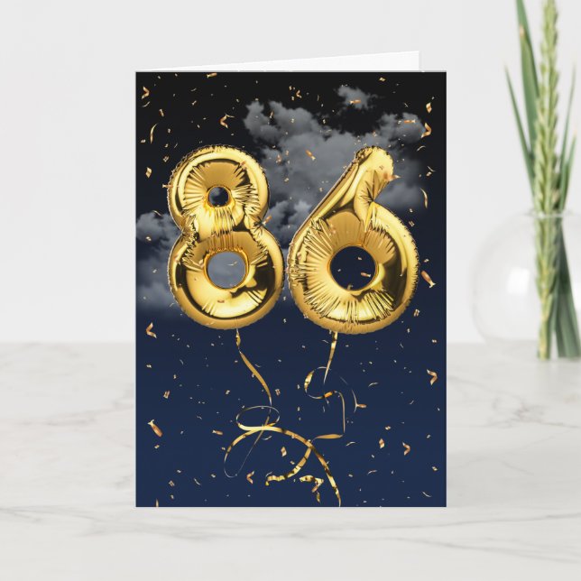86e Anniversaire Gold Mylar Balloon et carte Confe (Devant)