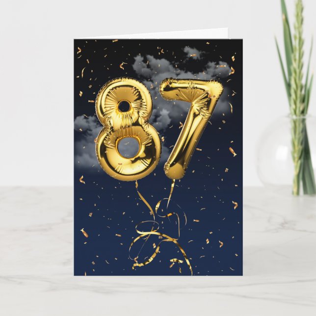 87e Anniversaire Gold Mylar Balloon et carte Confe (Devant)