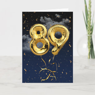 89e Anniversaire Gold Mylar Balloon et carte Confe