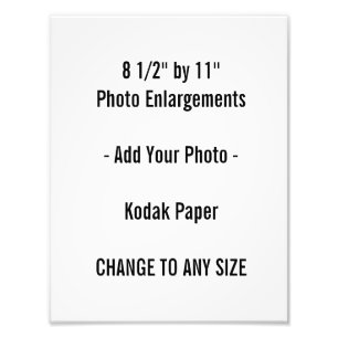 8 1/2" par 11" Photo agrandissement