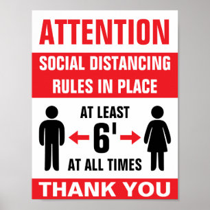 8.5" X 11" Social Distancing Rule Business Poster