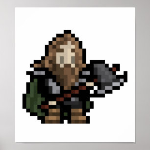 8-Bit Dwarf Pixel Art Poster