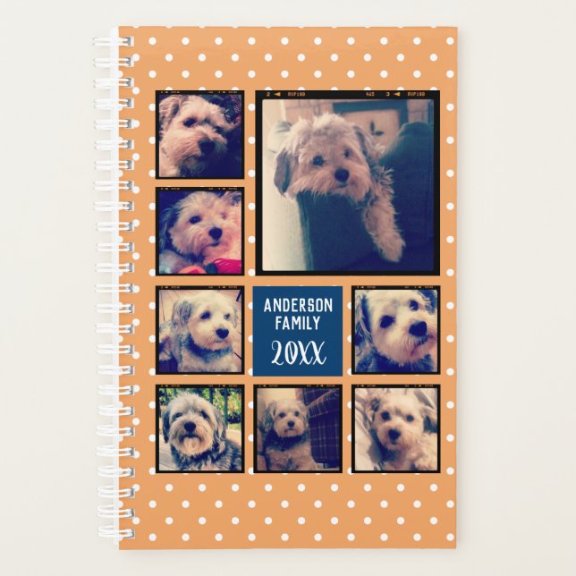 8 Collage photo avec des pois mignons - bleu marin (Devant)