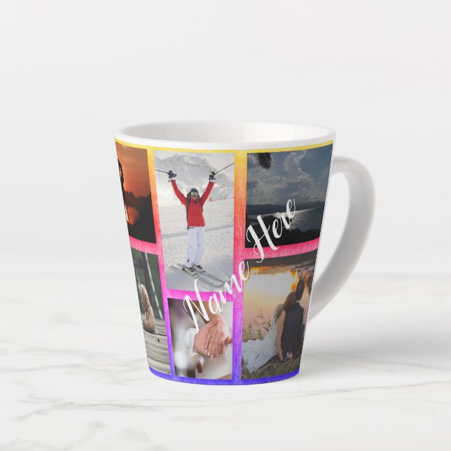 8 Collage photo Petite Mug en latte personnalisée (Angle droit)