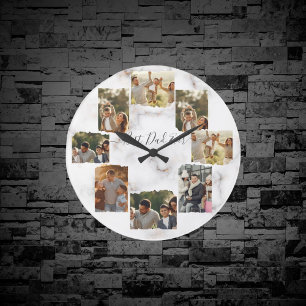 8 Huit Photo Moderne Élégant Collage Horloge Mur