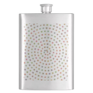 8 onces. Flacon d'acier inoxydable, motif floral