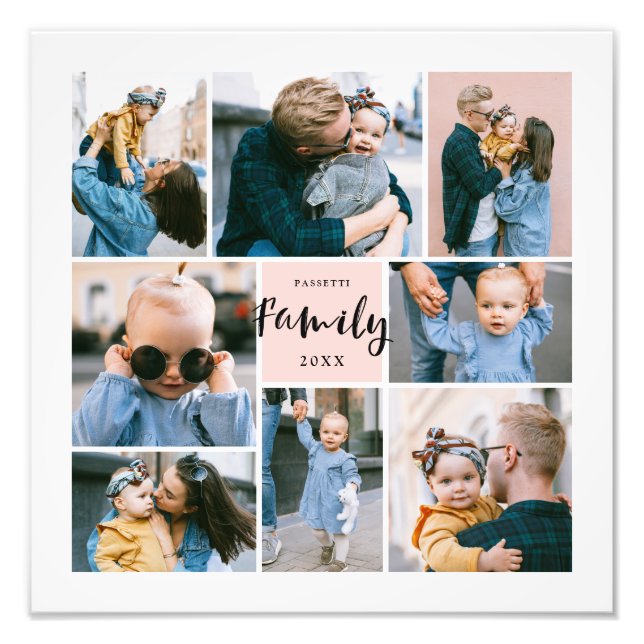 8 Photo Collage Moderne Famille Design | Blush (Devant)