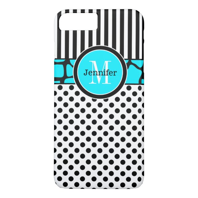 8 Plus/7 Plus Coque iPhone 7 | Rayures, points | Aqua (Dos)