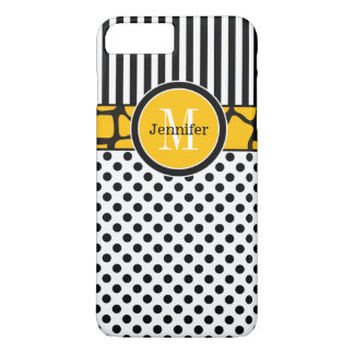 8 Plus/7 Plus Coque iPhone 7 | Rayures, points | jaune
