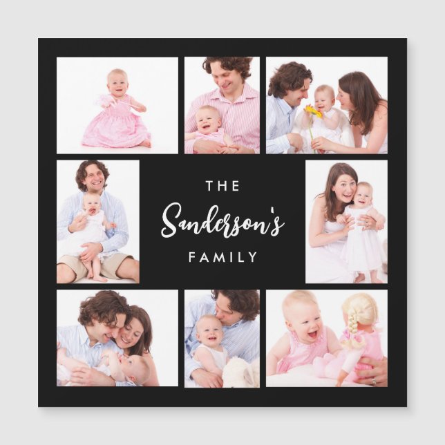 8 Sections Family Photo in Black Frame (Devant)