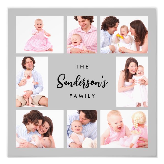 8 Sections Family Photo in Gray Frame (Devant)