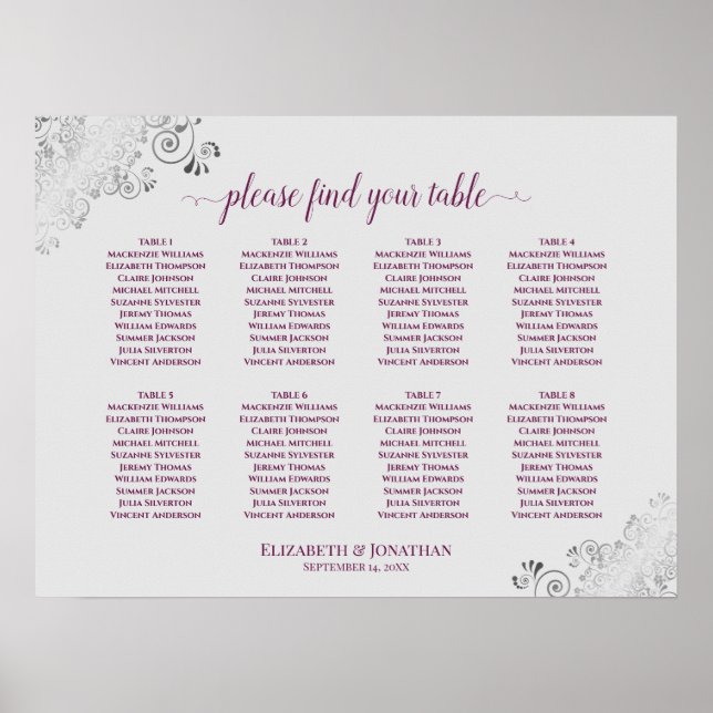 8 Tableau Mariage Cassis Cassis violet & gris (Devant)