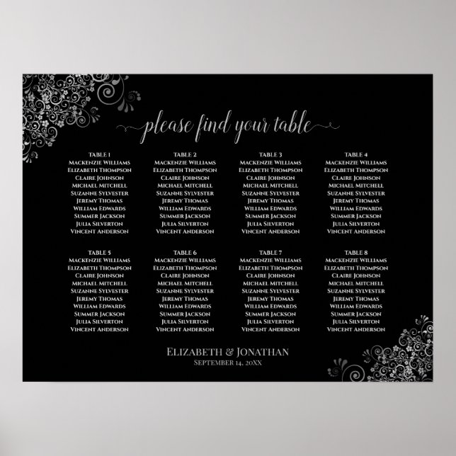8 Tableau Tableau noir Mariage Sièges Diapositives (Devant)