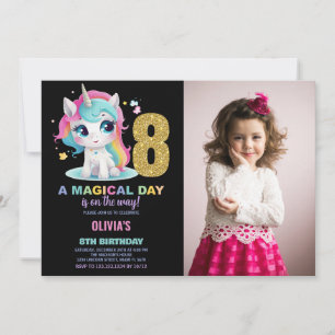 8e anniversaire Unicorn Anniversaire Invitations p