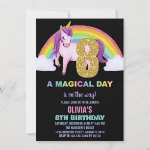 8ème Rainbow Unicorn Birthday Invitations Parties