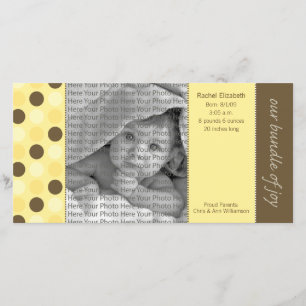 8x4 Faire-part de naissance Jaune et Pois Brown