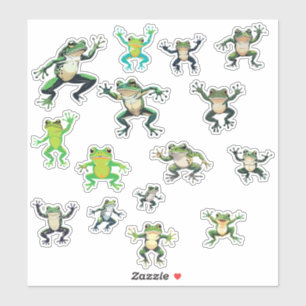 8x8 Feuille De 15 Sticker De Grenouilles Dansantes