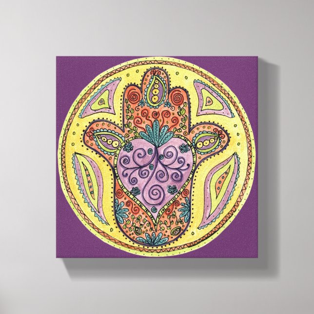 8x8 Hamsa Mandala - Impression en toile étirée Pre (Recto)