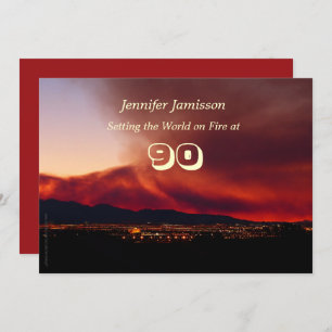 90 ans Anniversaire Invitations Monde en feu