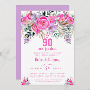 90 et fabuleuse invitation rose 90e anniversaire
