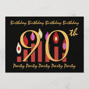 90e - 99e anniversaire Invitation Bougies rouges