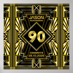90e anniversaire Art Déco Gold Black Great Gatsby