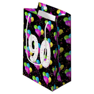 90e Anniversaire Ballons et Confetti Petit Sac Cad
