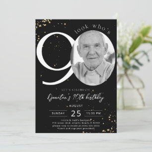 90e anniversaire Black Gold Invitation Card Photo