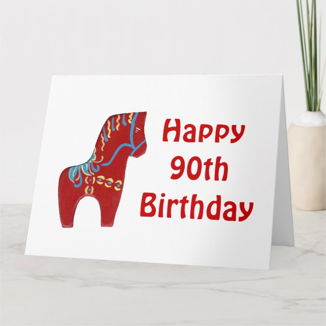 90e Anniversaire Carte Cheval Rouge Dala (Devant)