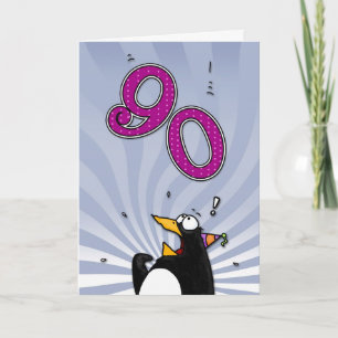 90e anniversaire - Carte de surprise de pingouin