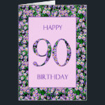 90e anniversaire de Purple Daisies<br><div class="desc">90e jour de Birthday for a lady who likes flowers. À elegant birthday card with a background of purple daisy flowers. This is the perfect card for a girl loves anything floral or purple !</div>