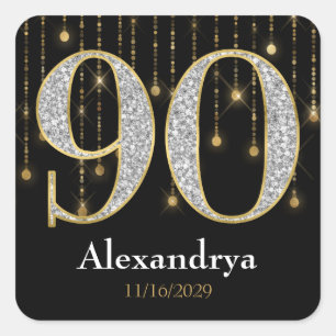 90e Anniversaire Diamants Gold Favor Tags Stickers