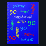 90e Anniversaire du Livre d'Invité Bleu, Répéter l<br><div class="desc">Quel merveilleux carnet en spirale personnalisé Livre d'or pour une fête du 90e anniversaire ou toute autre occasion. Sur la couverture, Name and Age se répète en différentes polices et couleurs primaires sur un arrière - plan bleu vif. Facile à personnaliser - il suffit de CHANGER LE NOM, L'ÂGE et...</div>