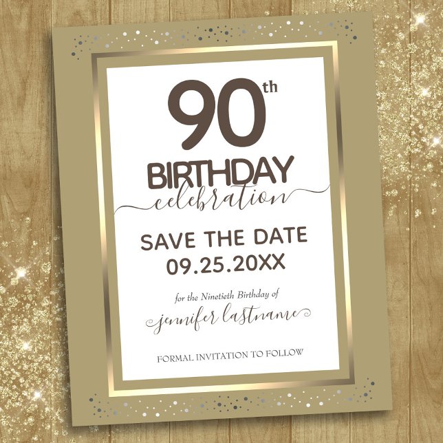 90e anniversaire Enregistrer la date Invitation bu (Créateur téléchargé)