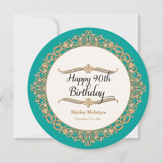 90e anniversaire heureux Invitation de la fête des (Devant)
